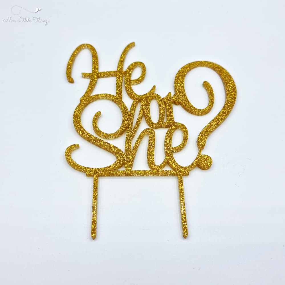 Taarttopper He or She Glitter