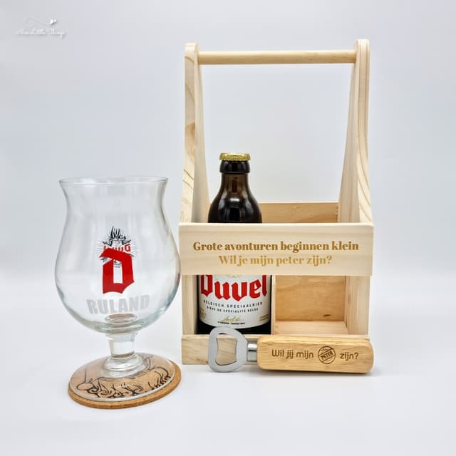 Houten Bierkrat Wil je mijn peter zijn? Snelle levering Nice Little Things