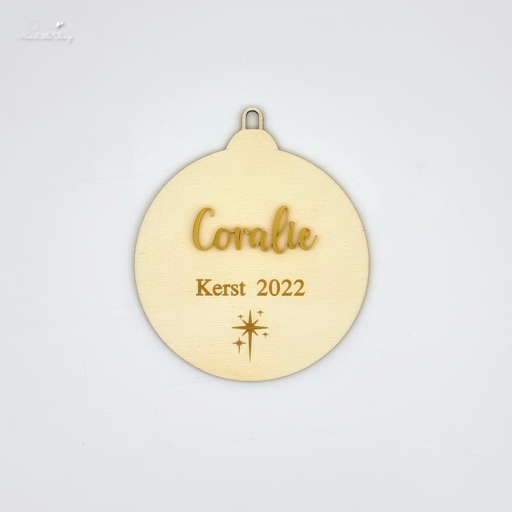 Wooden Christmas Ball with Golden Name