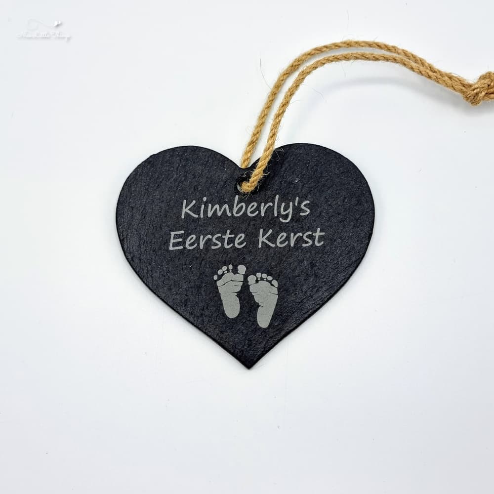 Kerstbal Leisteen Hartje