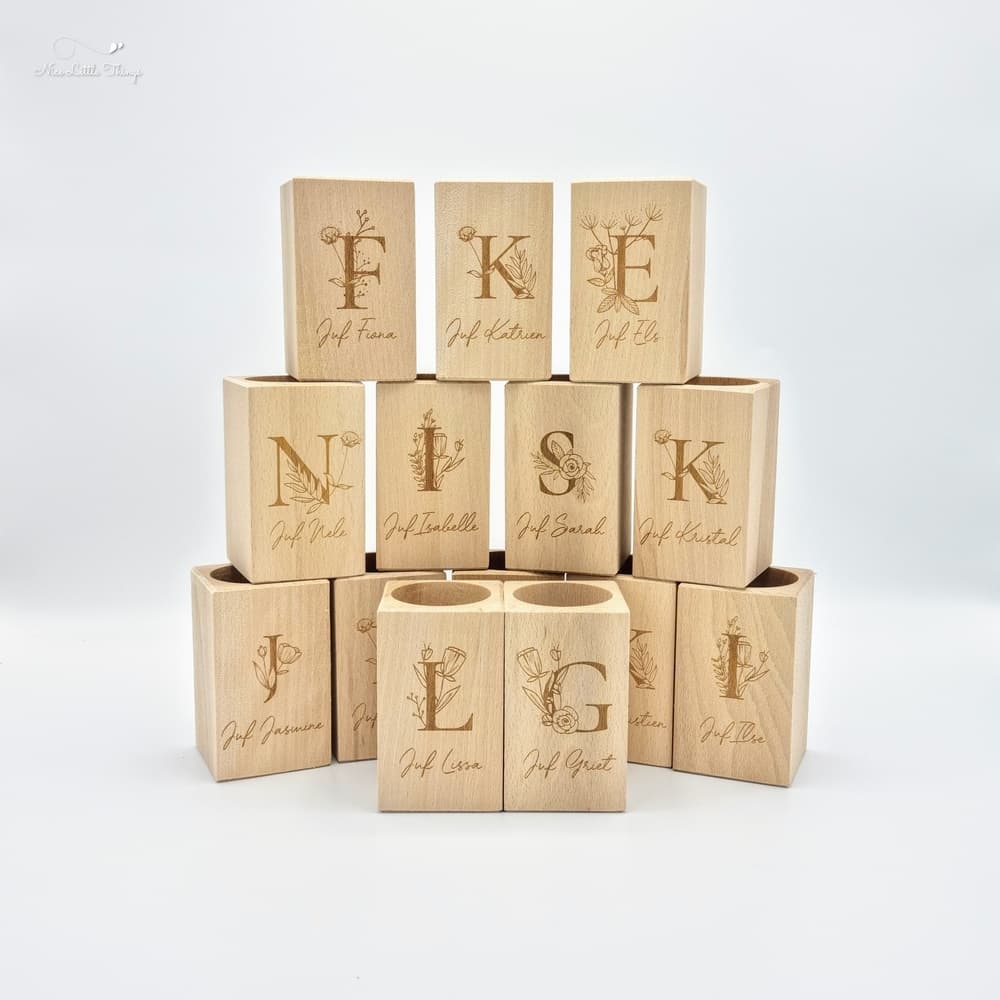 Gepersonaliseerde Pennenhouder met Bloemen