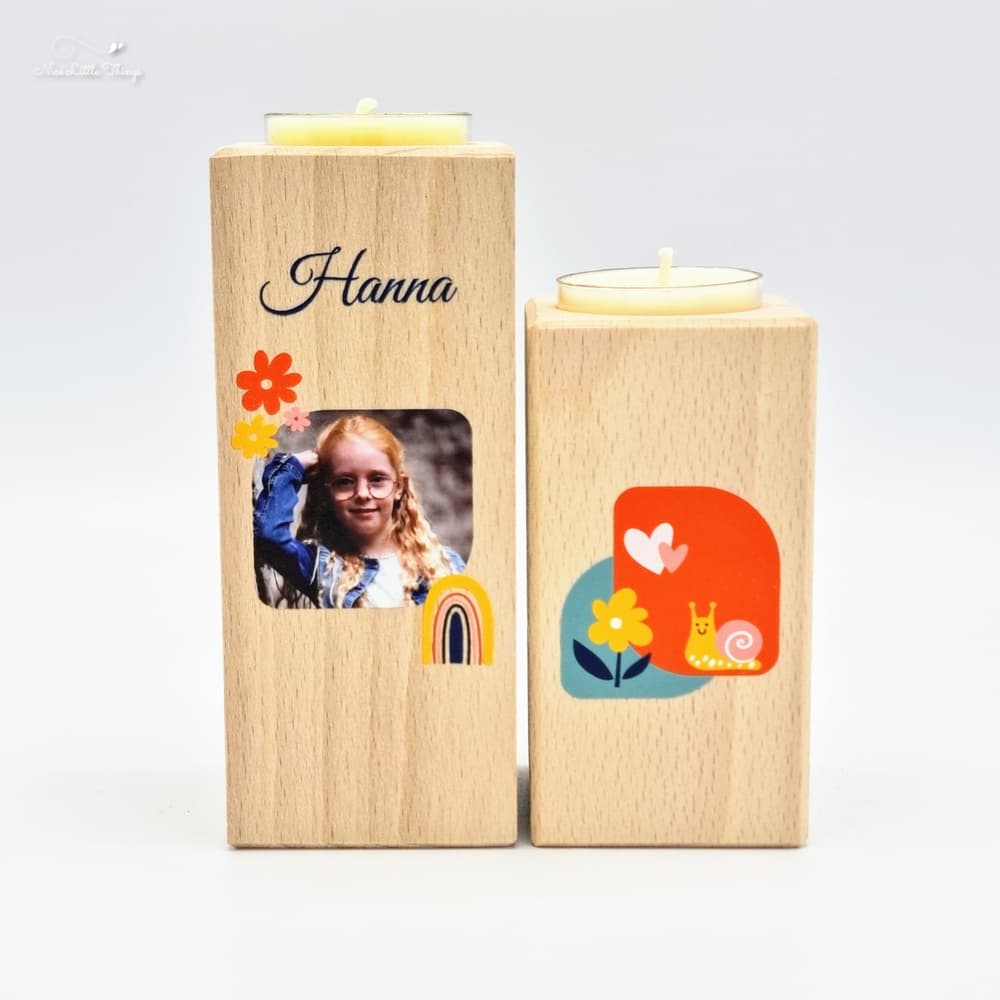 Set Kaarsenhouders met foto - bloemen