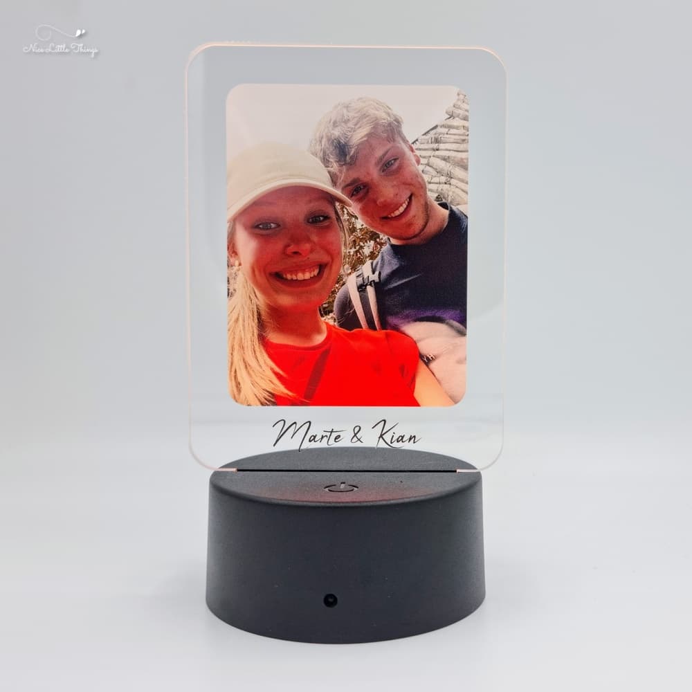 led light with photo and text